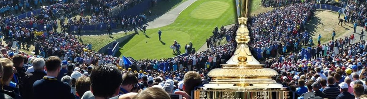 Huge galleries packed around a Ryder Cup green